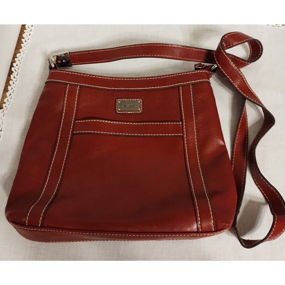 Liz & Co. Red Crossbody Purse Leather Outer